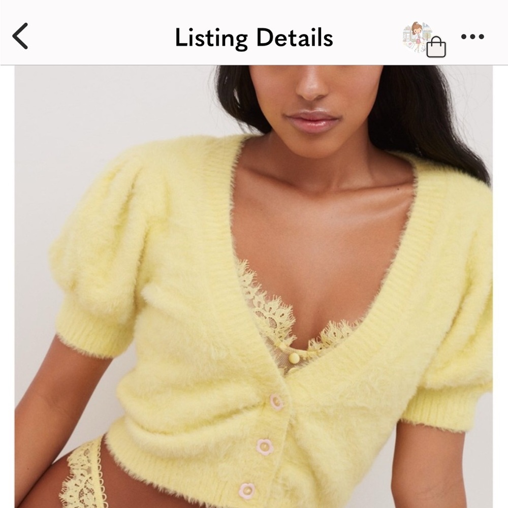 NWT For Love and Lemons Devon Cropped Cardigan L